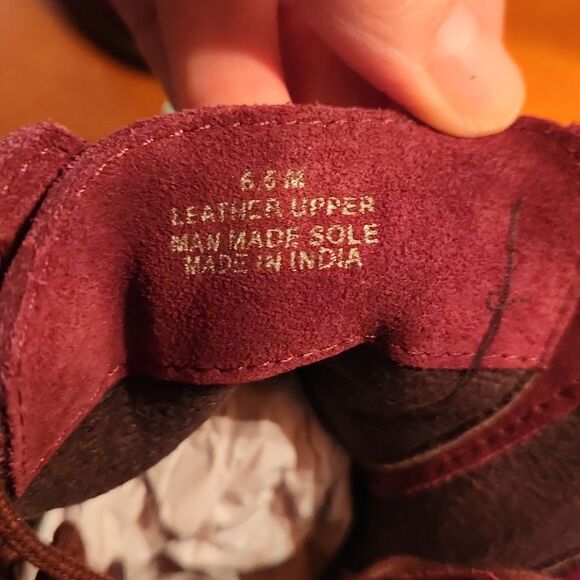 Diba Blake Leather Suede Ankle Lace Up & Zip Up Wedge Heeled Boots, Burgundy - Picture 9 of 10